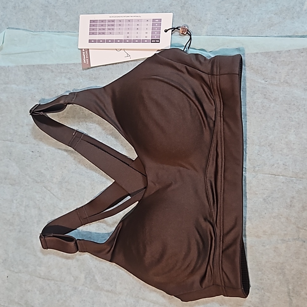 CALIA MADE TO MOVE DOUBLE STRAP BRA: MEDIUM SUPPORT: DARK BROWN: NWT: SIZE XS